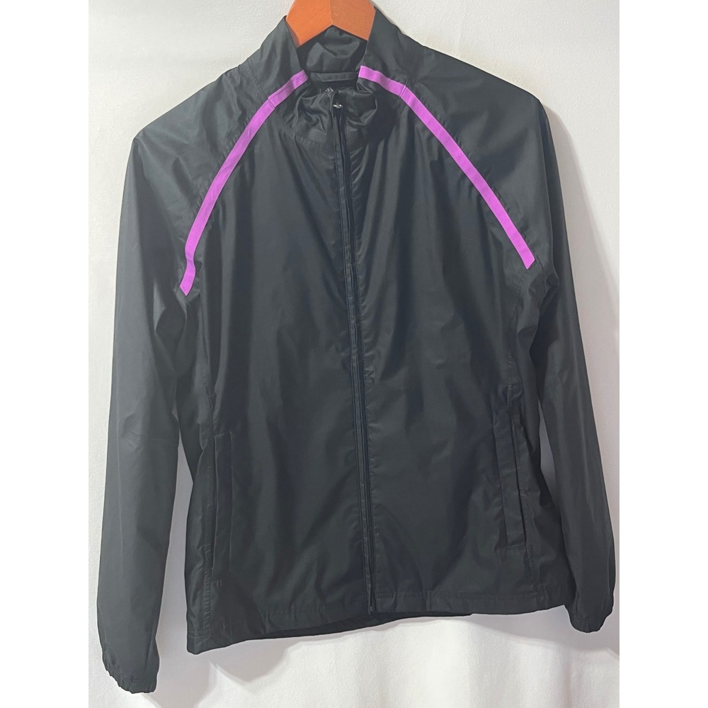 Adidas Climaproof Golf Windbreaker Jacket Womens Small Black Purple Full Zip